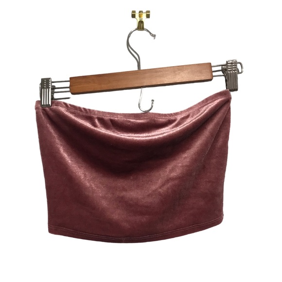 New Fashion Nova | mauve pink velour 2 piece set coord set tube top biker shorts - Picture 5 of 10